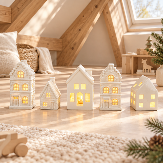 Set de casitas navideñas de 5 piezas