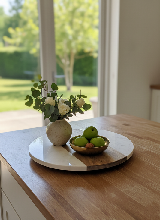 Tabla de mármol y madera giratoria