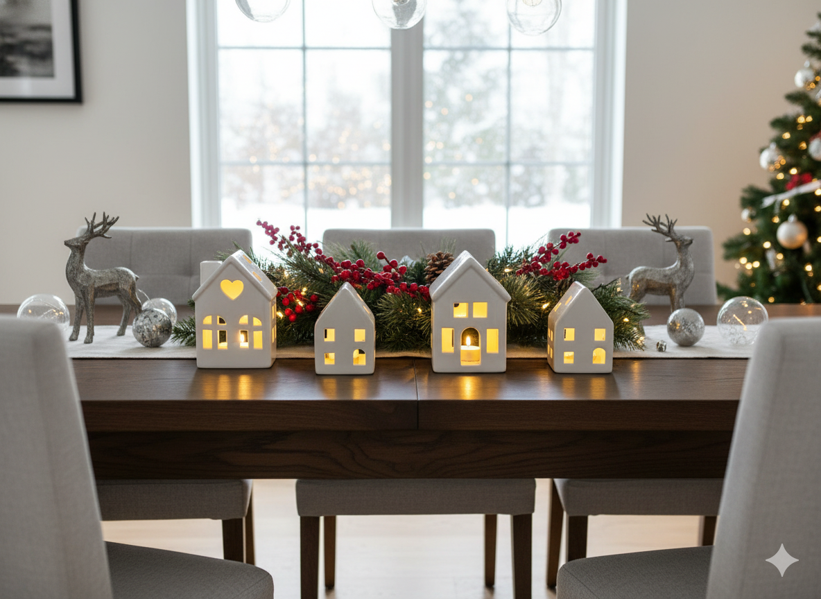 Set de casita navideña de 4 piezas
