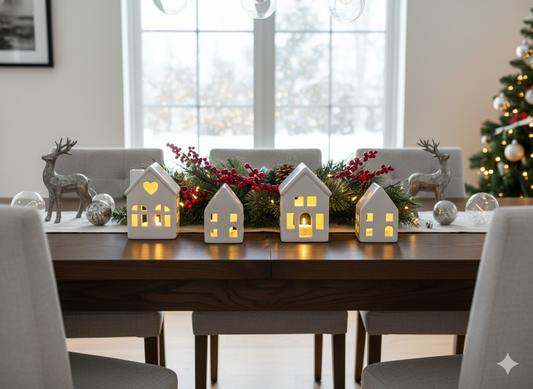 Set de casita navideña de 4 piezas